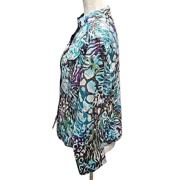 Ruby Rd Womens Button Front Cotton Poly Long Sleeve Jacket Top Multi Size 12 - Picture 3 of 10